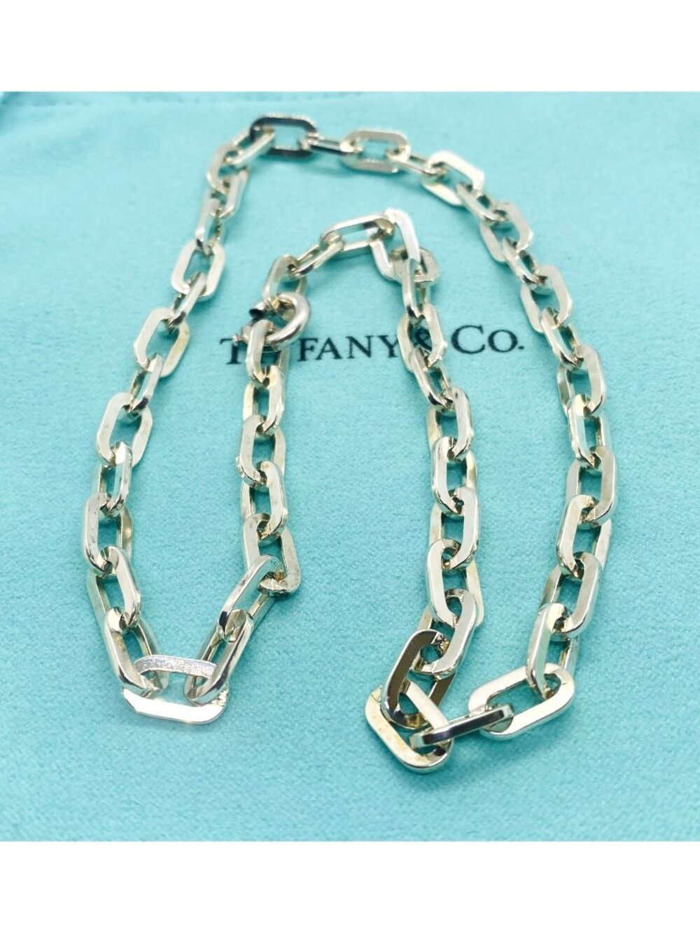 Tiffany & Co Ellipse Sterling Silver 925 Chain Necklace Germany 16.75" Read